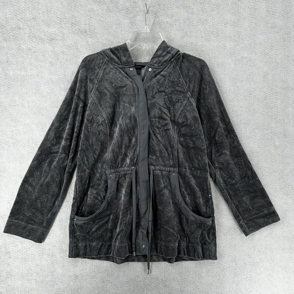 Soma Intimates Hoodie Sweatshirt‎ Womens Med Velour Velvet Track Jacket Full Zip - Picture 1 of 13